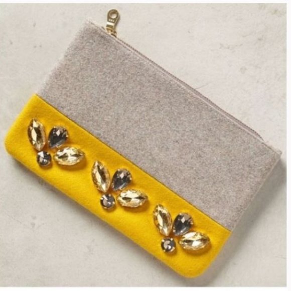Anthropologie Handbags - Gem Drop Pouch by Shiraleah Chicago from Anthropologie Yellow NWOT